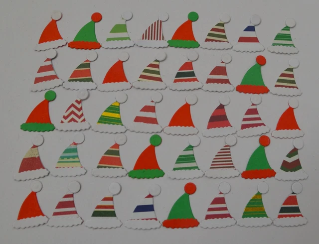 30 Weihnachten Weihnachtsmann & Elfen Hüte Karte Topper Handwerk Herstellung Scrapbooking Handarbeit