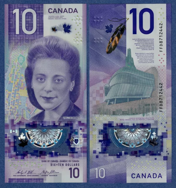 Canada $10 (2018) -BC-77a- Viola Desmond -UNC Polymer *IBNS Award Winning Note*