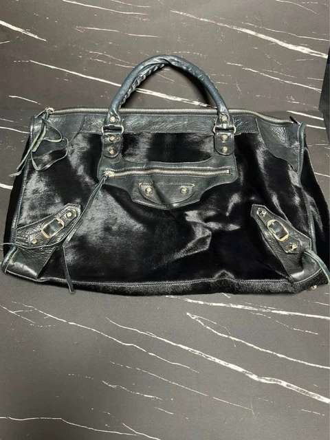 BALENCIAGA The Work  HandBag MiniBoston Leather Black From Japan