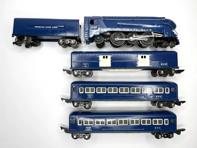 Vintage American Flyer O Gauge 1941 Set #4106 Royal Blue Passenger Set -Restored