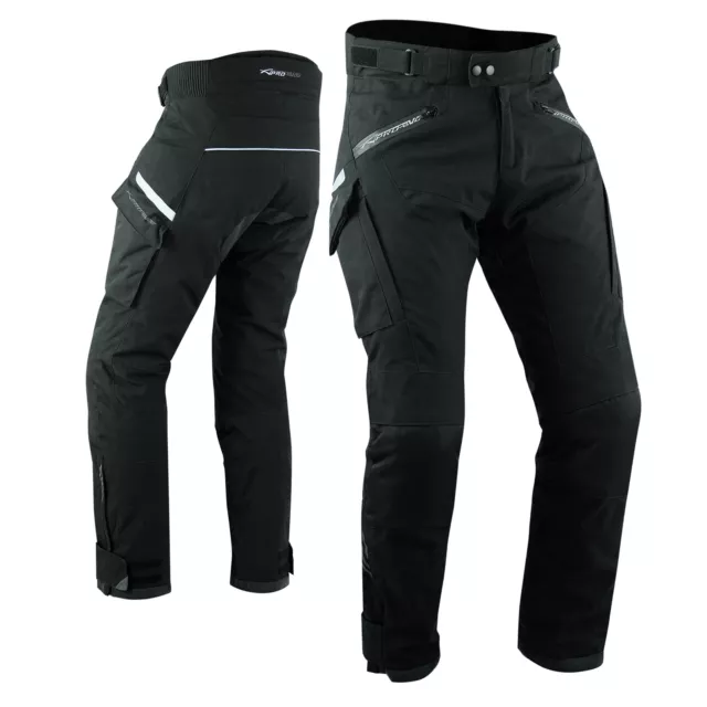 Pantaloni Moto Tessuto Tecnico Nylon 3 Strati Impermeabile Termico Sfoderabile