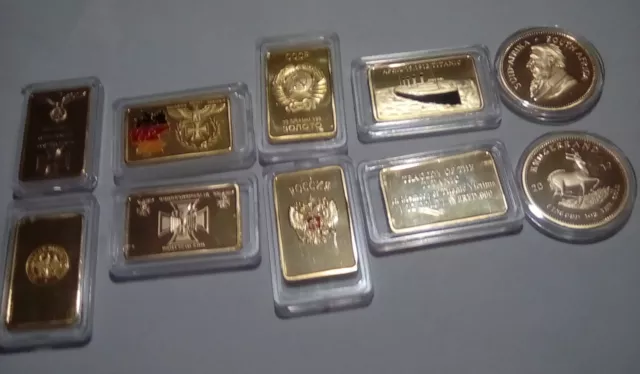 5x Job lot titanic memorabilia set gold bar coin 1oz .999 CCCP GERMAN Reichstag 