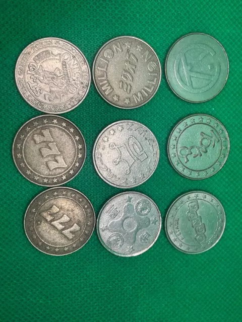 Vintage Slot Machine Tokens 9 various design