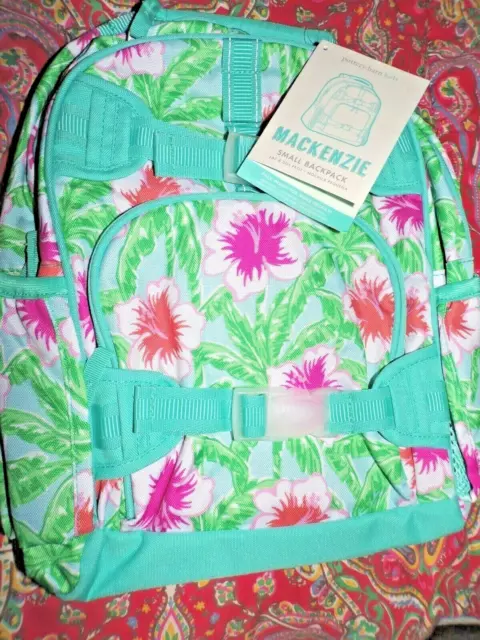 POTTERY BARN KIDS MACKENZIE Aqua Floral Palm Backpack, small, new