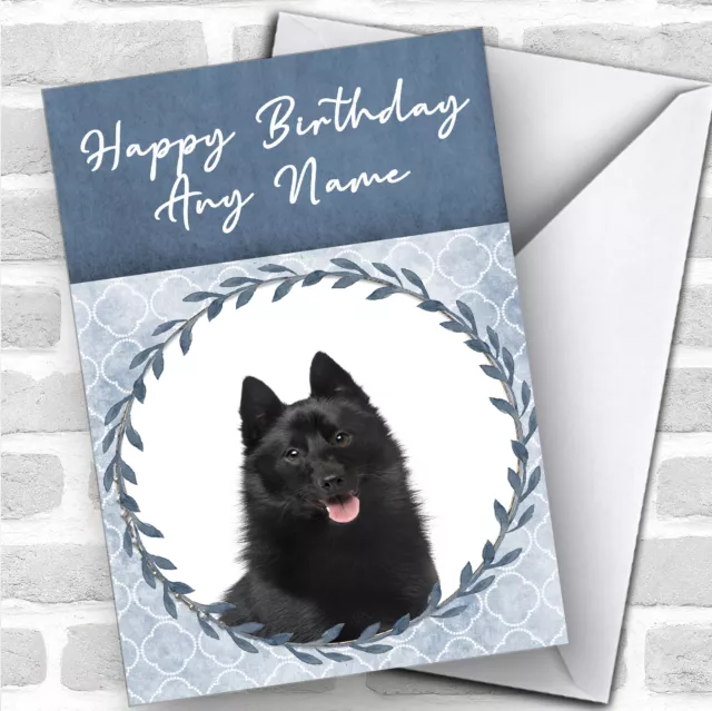 Schipperke Dog Blue Animal Personalised Birthday Card