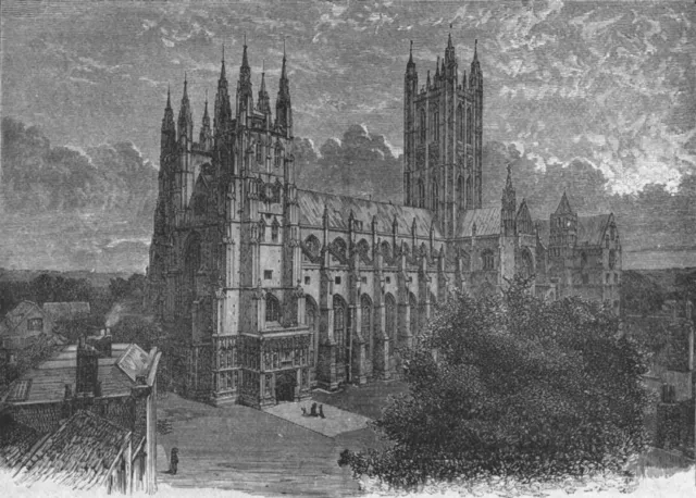 KENT. Canterbury. cathedral south-west 1898 old antique vintage print picture