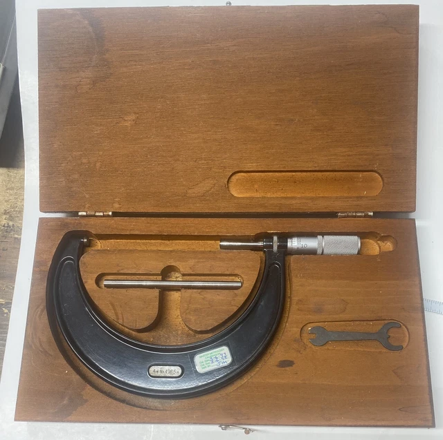 Starrett No 436 Outside Micrometer 4-5", .0001 Graduation USA Tool, Wrench & Box