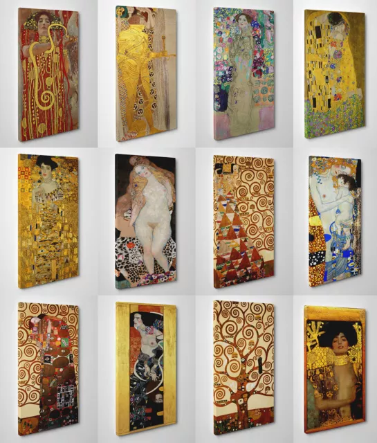 🌹 Quadro Klimt Stampa su Tela Pronto da Appendere Vernice Effetto Pennellate 🖌