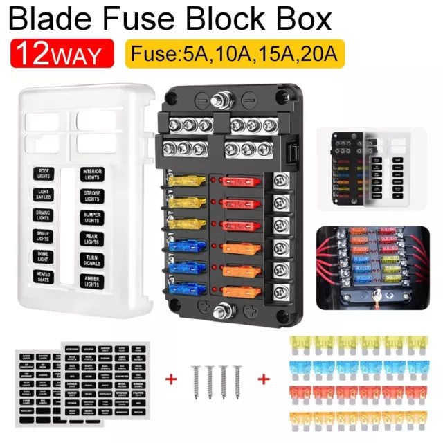 12 Way Blade Fuse Box Block 12V 32V Holder LED Indicator Car Auto Boat Marine AU