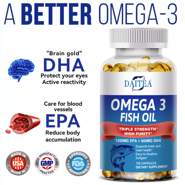 Omega 3 olio di pesce 4080 mg capsule cervello e cuore doppia forza EPA & DHA