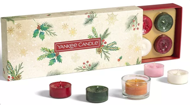 Yankee Candle Gift Set Christmas 10 Scented Tea lights + 1 Holder Fragrance UK