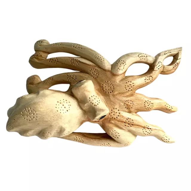 Octopus Sea-life Cephalopod Statue wood carving Sculpture Bali Wall art 3