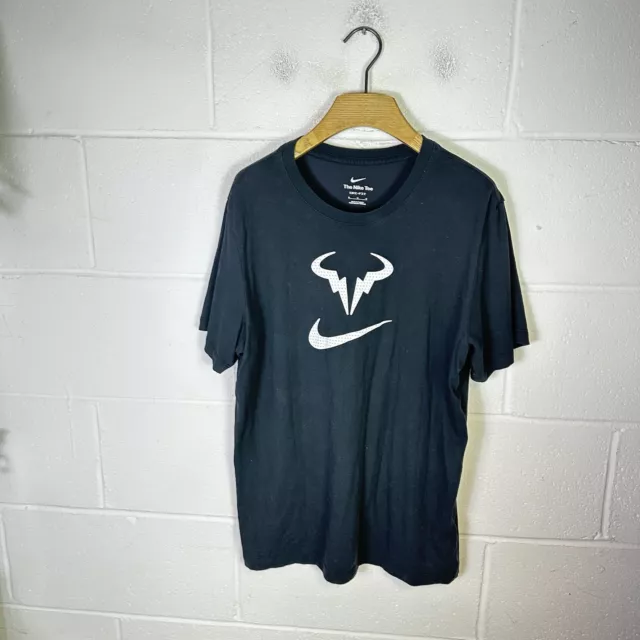 Nike Shirt Mens Medium Black Rafael Nadal Bull Tennis Dri Fit Tee Rafa Swoosh