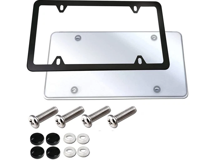 1x Car License Plate Frame Cover Holder Hood Rear Trunk Black Clear For Buick