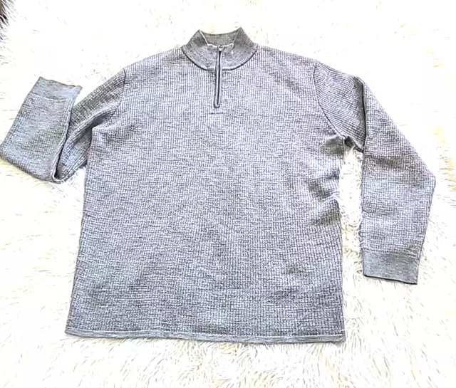 Patagonia Sweater Mens XL Gray 100% Merino Wool Quarter Zip Pullover Outdoor