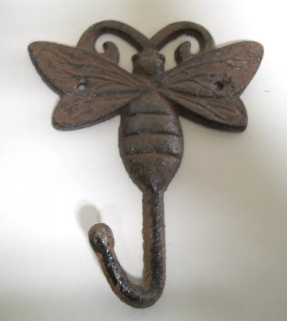 Cast Iron GARDEN BUTTERFLY Coat Hooks Hook Rack Towel  BUMBLE BEE