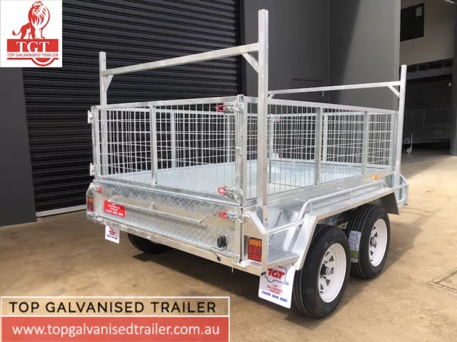 8x5 TANDEM TRAILER LADDER RACKS 600MM CAGE TOP GALVANISED TRAILER 2000KG ATM 3