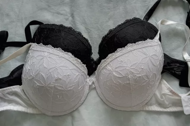 TESCO F&F LADIES Pair Of 34D Underwired Padded Push-up Bras £4.50