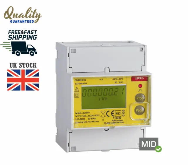 Ime Conto Kwh-Meter 3Fn 63A Mid+Rs Ce4Mid31 Electricity Meter 3Phase Din Rail