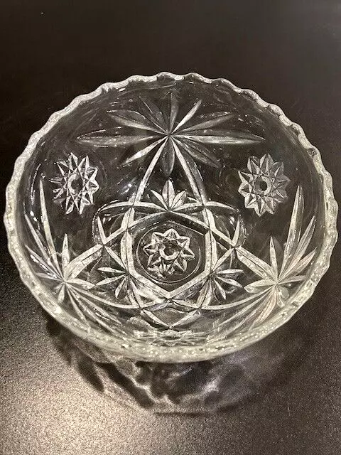 Vintage Anchor Hocking Clear Glass Bowl Dish Star Of David Scalloped Edge 5 1/4"