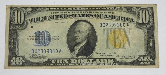 Series of 1934-A $10 North Africa Silver Cert Note VF Fr#2309~ Problem Free