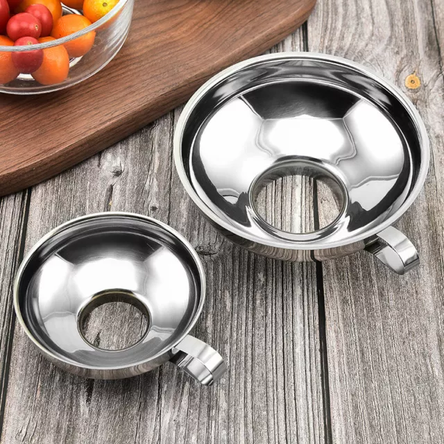 Stainless Steel Funnel Fill Jam Jar Kitchen Funnel Wide Neck Mouth Filter Tool