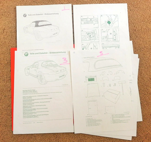 BMW Z3 HARDTOP - Factory 'First Fitting' Instructions £8.00 - PicClick UK