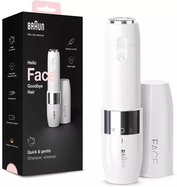 Braun Face Mini Hair Remover, Facial Hair Remover for Women Mini-Sized - White