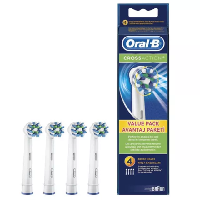 Braun Oral-B Cross Action Electric Toothbrush Replacement Brush 4 Heads | Uk