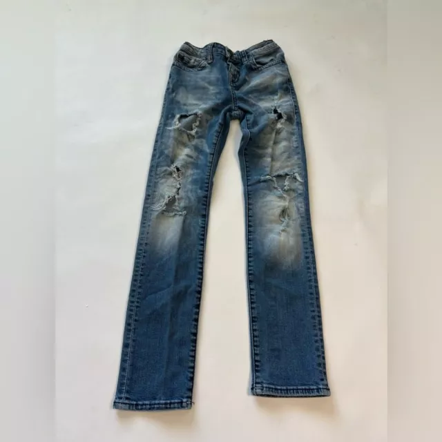 True Religion Rocco Jeans Kids Size 10 Relaxed Skinny Distressed Denim