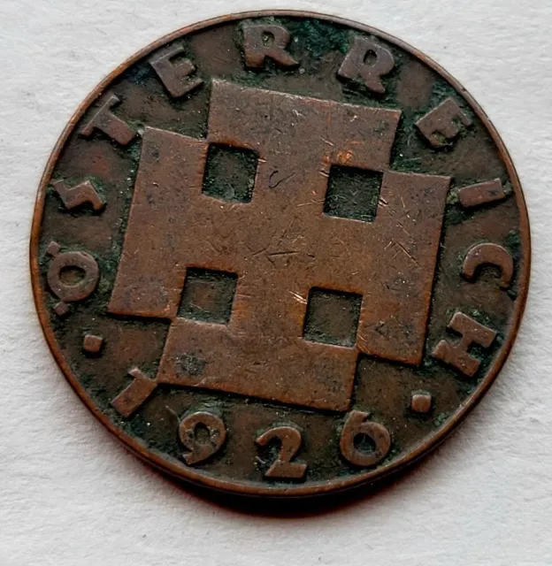 AUSTRIA - 2 Groschen (1926)  Bronze Coin