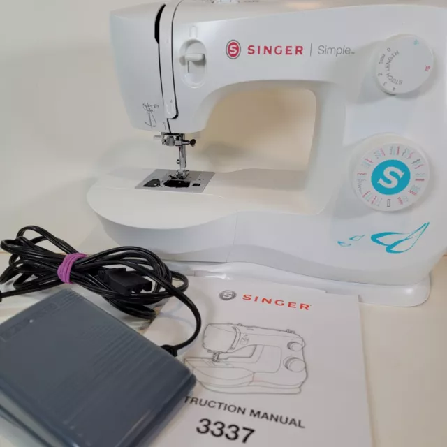 Singer 3337 Simple 29 Stitch Mechanical Sewing Machine White With Foot Pedal