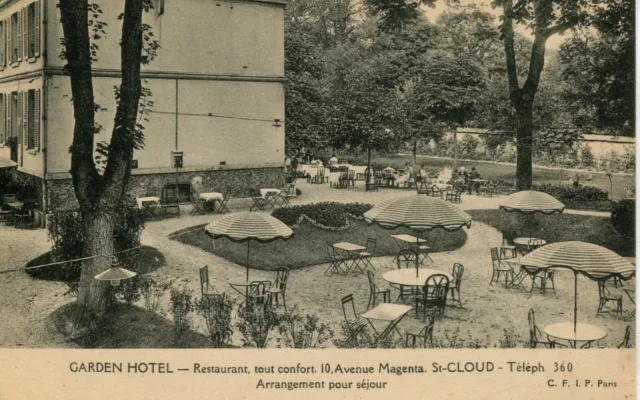 France St-Cloud Paris - Avenue Magenta Restaurant "Garden Hotel" old postcard