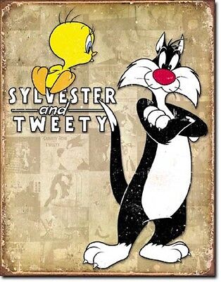 Tweety And Sylvester Retro Panels Cartoons TIN SIGN Wall Poster Decor