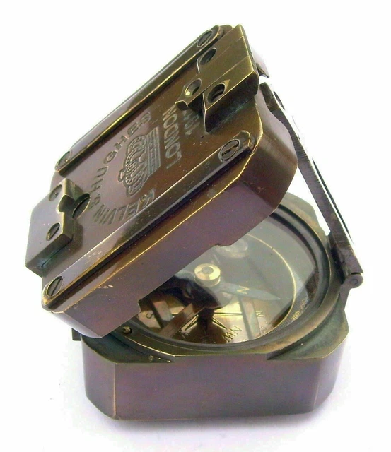 Antique Brunton Compass Solid Working Brass Kelvin & Hughes Compass Vintage look 2