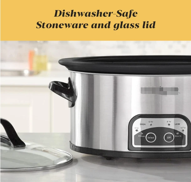 6 Quart Programmable Slow Cooker with Timer and Auto Food Warmer Setting