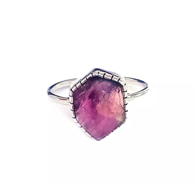 Dainty 14K Sold Gold Watermelon Tourmaline Ring, Fashion Ring, Wedding Ring, her