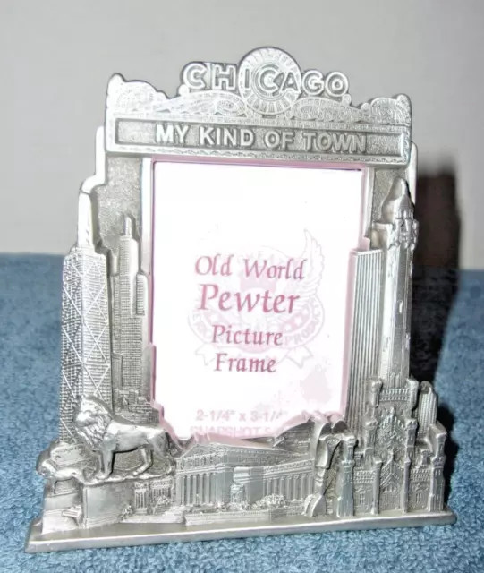 Old World Pewter Chicago My Kind Of Town Pewter Photo Frame 2 X 4 New