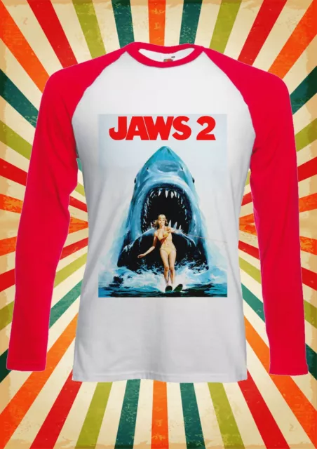 Baseball-T-Shirt Jaws 2 Steven Spielberg Shark Männer Frauen langärmelig 2113 3