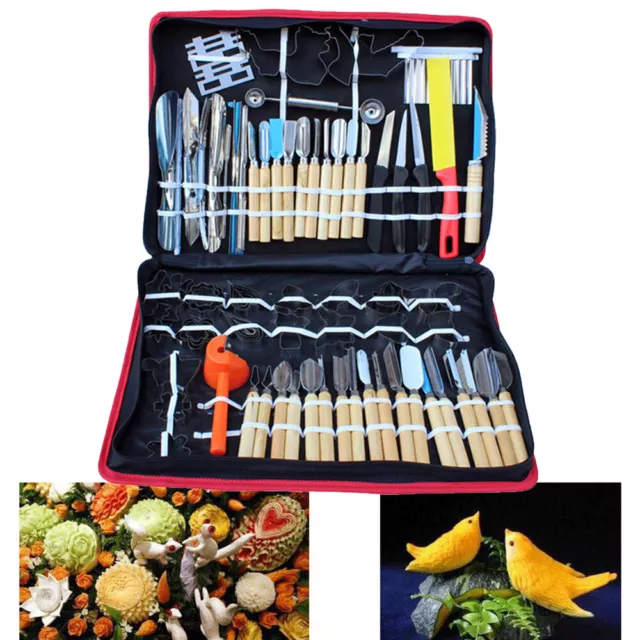 Shipindiaokedao- 70 Assorted Vegetable/Fruit Carving Tool Set In Wooden Case