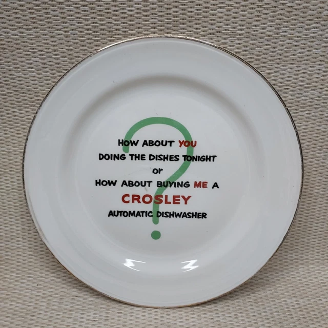 CROSLEY AUTOMATIC DISHWASHER Advertising Dinner Plate 22K Gold Eggshell Nautilus