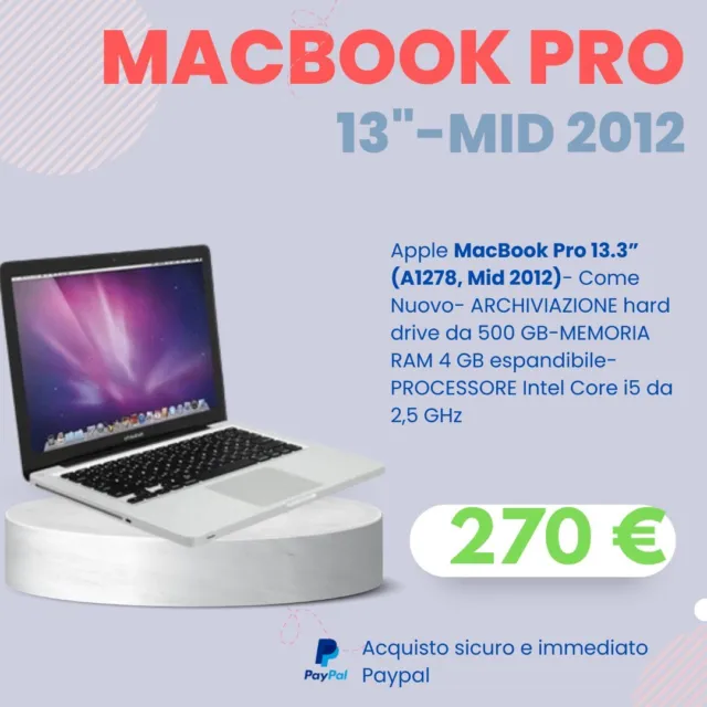 Apple MacBook Pro 13.3 (512 GB SSD, 2,5 GHz, 4GB RAM, mid 2012)