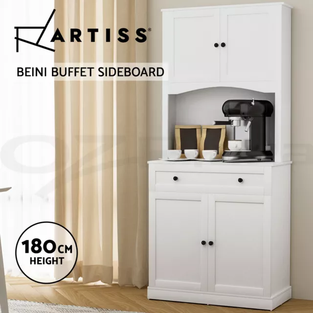 Artiss Buffet Sideboard Cabinet Cupboard Pantry Storage Shelves Hutch White