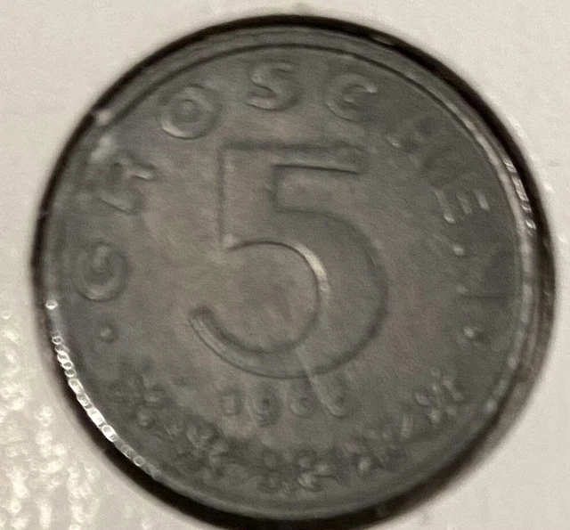 1966 Austria 5 Groschen Coin Au-Bu #5150
