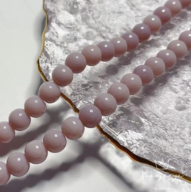 8mm Glass Porcelain Jade Solid Color Light Beads Bracelet