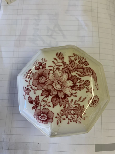 Masons Stratford Trinket Geschirr achteckig 10 cm rot cremefarben Vintage britisch