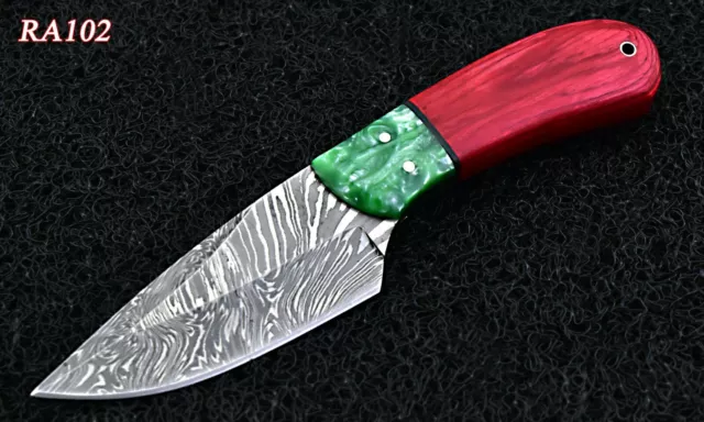 New Arrival Custom Handmade Damascus steel Hunting Skinner Knife Wood Fibber.