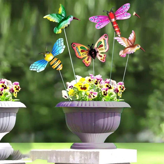 4x Colorida Mariposa Jardín Estaca Decoración Jardín Arte Adorno Decoración Exterior