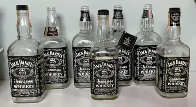 7 Vintage Rare (4)90 & (3)86 Proof Jack Daniels Empty Whiskey Bottles Old No. 7