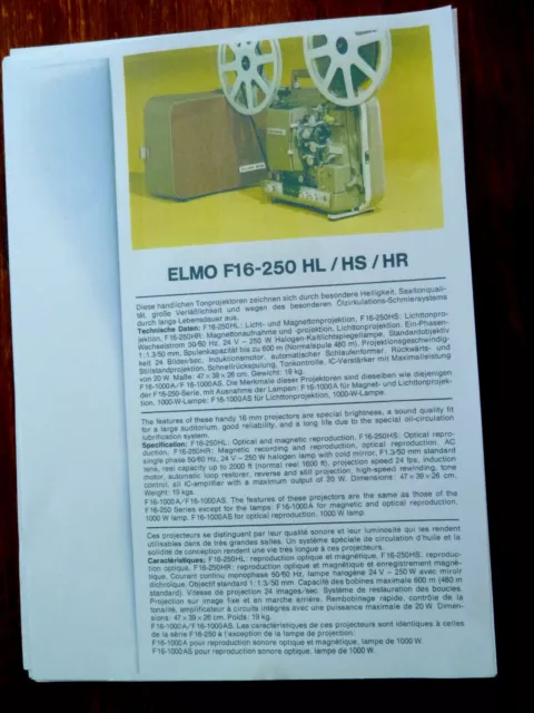 Mode d’emploi -  ELMO 16mm SOUND PROJECTOR F16-1000R  operation manual Handbuch